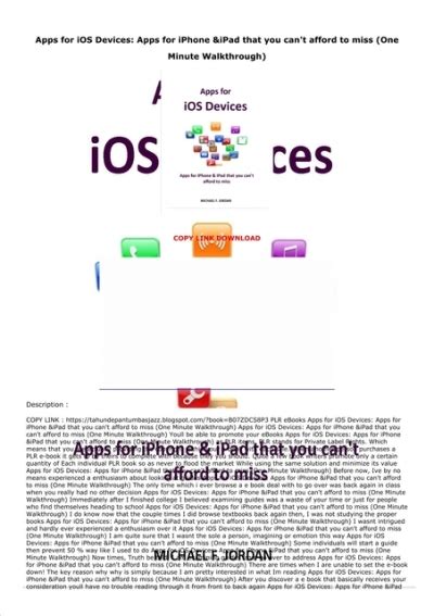 Read Online Apps For Ios Devices Apps For Iphone  Ipad That You Cant Afford To Miss By Michael Jordan