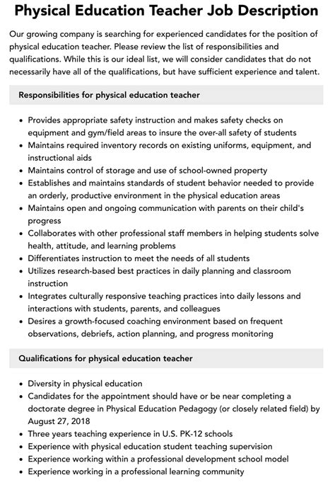 April 11, 2024 Physical Education Teacher jobs for the new