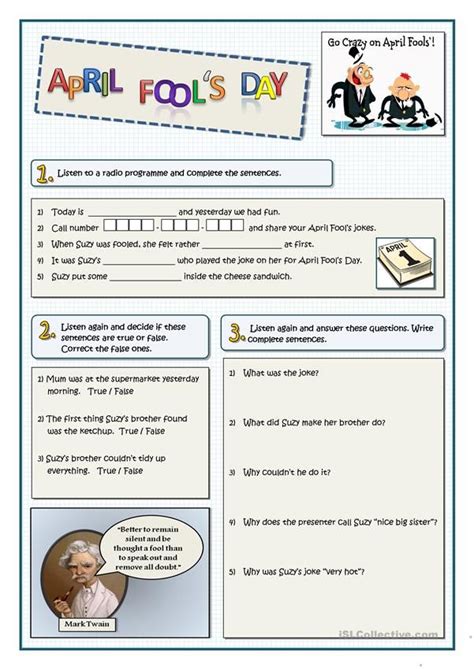 April Fools Day English Esl Worksheets For Distance Learning And Physical Classrooms