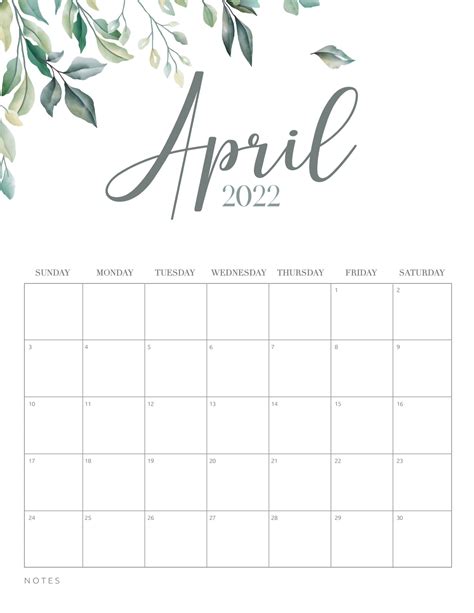 April Free Printable Calendar 2022