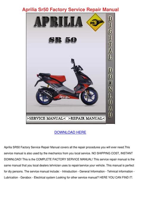 Aprilia scooter sr50 master service manual. - Nissan truck 1995 service repair manual download.