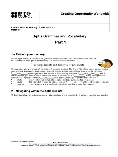 Aptis Grammar and Vocabulary Teachers - Part 1 PDF - Scribd