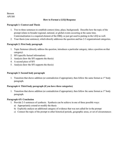 Apush leq prompts. 👋 Welcome to the APUSH Unit 8 LEQ (The Civil Rights Movement) Answers. Have your responses handy as you go through the rubrics to see how you did! ⏱ Remember, the AP US History exam has a mixture of free-response questions and allotted times. For these types of questions, there will be 1 LEQ, and you will be given 40 … 
