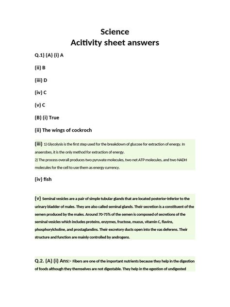 Aqa Science Activity Sheet Answers