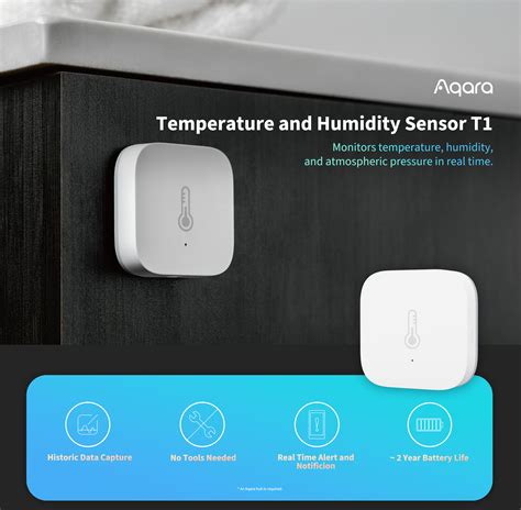 Aqara temperature and humidity sensor t1.  Real-time data on temperature, humidity, and pres...