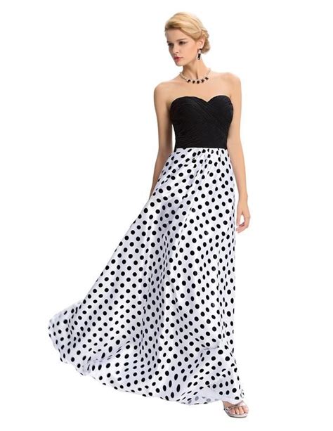 Aqua black white polka dot strapless layered back tie lined ... - eBay