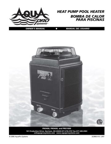 Aqua pro pool heater pro 800 manual. - John deere 59 snowblower parts manual.