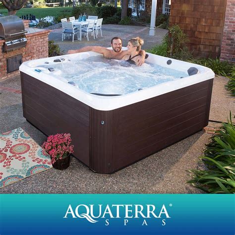 Product Details: Multicolor LED Light Adjustable Waterfall Ozone Water Care System &amp; Convenient Bottom Drain Dimensions: 81" L x 81" W x 34" H Spa Description Step into your own paradise with the Montecito by Aquaterra Spas. This spa is a 230v model with room for up to 7 adults. Choose from any of the comfortably s. 
