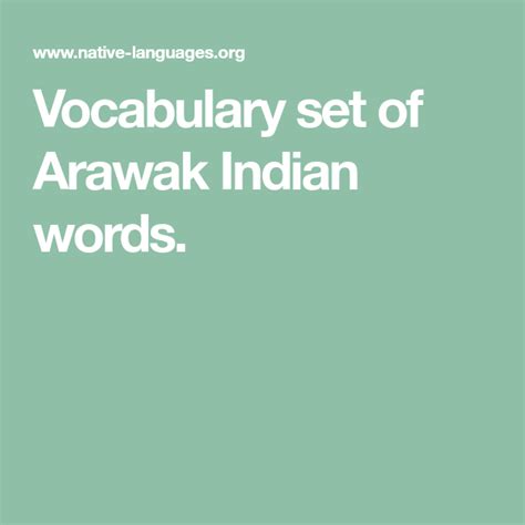 Arawak Words (Lokono, Arahuaco) - Native Languages