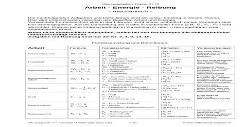 Arbeit - Energie - Reibung - Mathe Physik Aufgaben