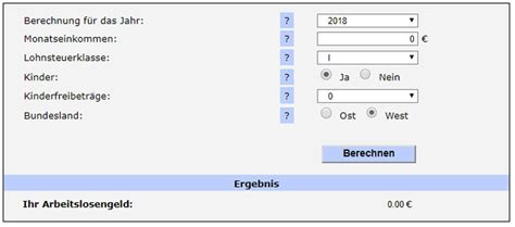 Arbeitslosengeldrechner netto