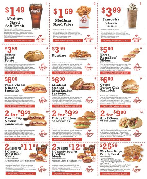 Arbys coupon. Have a look at the products of Arbys and add what you like to the shopping cart. Browse through Arby'S Deals 2 For $6 list, choose Coupons and copy it. Return to Arbys's shopping cart page, and enter your shipping address. Paste the code into the 'Promo/Coupon Code' box, so that you can reduce your budget when shopping at Arbys. 