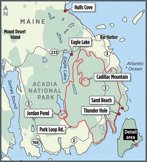 Arcadia national park map. ACADIA AT-A-GLANCE. Location: Maine What It’s Famous For: A rocky Atlantic Ocean coastline, wildlife, and epic summit hikes Highest Elevation You Can Reach by Road: 1,503 feet above sea level (Cadillac Summit Road) Established: January 19, 1929 — this is national park #18 Size: 48,000 acres — this is a very small national park Crowd … 
