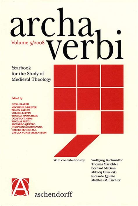 Archa verbi: yearbook for the study of medieval theology, vol. - Iii forum ewangelickie, wisla-jawornik 6-8 ix 1996.