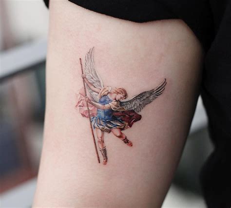 Archangel michael tattoo. Saint Michael is widely appreciated for his victory over Satan. In current times, people ink tattoos inspired by the saint to portray courage and dominance. This article includes a brief history of the saint. 