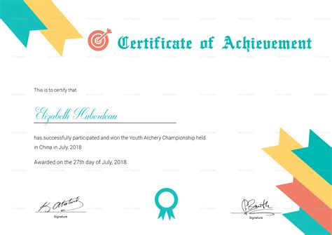 Archery Certificate Design Template in PSD, Word