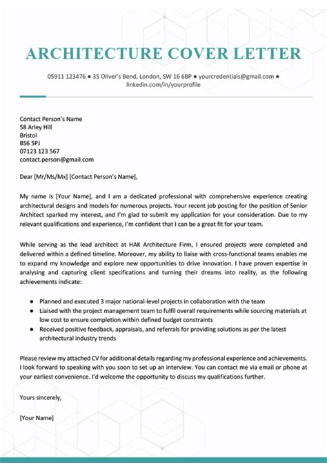 Architecture Cover Letter—Examples [Architect, Internship]