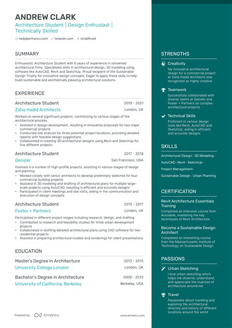Architecture student biography examples