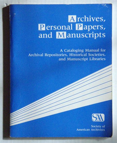 Archives personal papers and manuscripts a cataloging manual for archival. - Guida al gayer anderson museum cairo di nibolas warner.