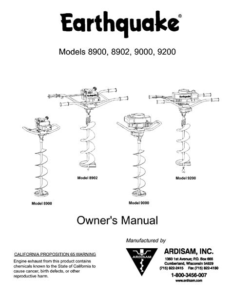 Ardisam Earthquake 8900 Users Manual