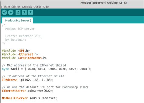Arduino modbus tcp library.  I tried two different software with the same A library that allows...