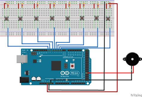 Arduino piano keyboard.  See the schematic in the image above.  Run IoT and embedded proje...