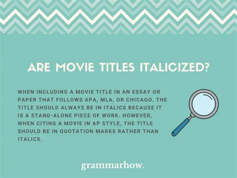 Are Movie Titles Italicized? (APA, AP, MLA, and Chicago)