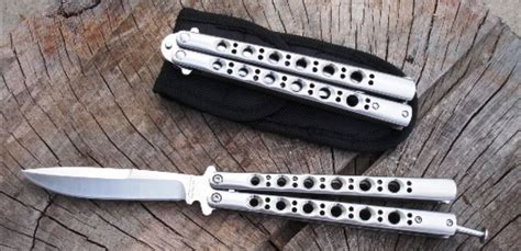 Some practice butterfly knives come with dull metal blades to mimic the real thing. You can sharpen these blades to make the balisong feel closer to the real butterfly knife, which also makes the knife illegal now. The fake butterfly knife was legal because it didn’t have any sharp edges and wasn’t considered a knife.. 