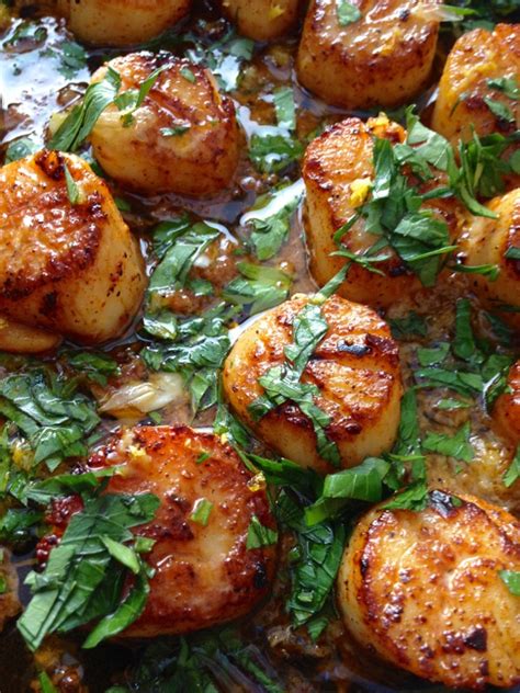 Are scallops healthy. Directions. Heat 1 tablespoon butter in a large nonstick skillet over medium-high heat. Sprinkle scallops with pepper and salt; cook until golden brown on the bottom, about 3 minutes. Flip scallops and add the remaining 2 tablespoons butter and garlic. Continue cooking, spooning the liquid over the scallops, until … 
