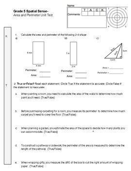 Area And Perimeter Unit Test