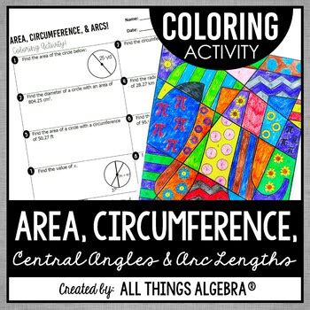Area Circumference And Arcs Coloring Activity