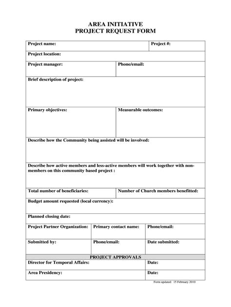Area Initiative Project Request Form 20102022 Fill and Sign