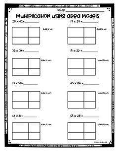 Area Model Multiplication Practice 4.NBT.5 Area Model Multiplication