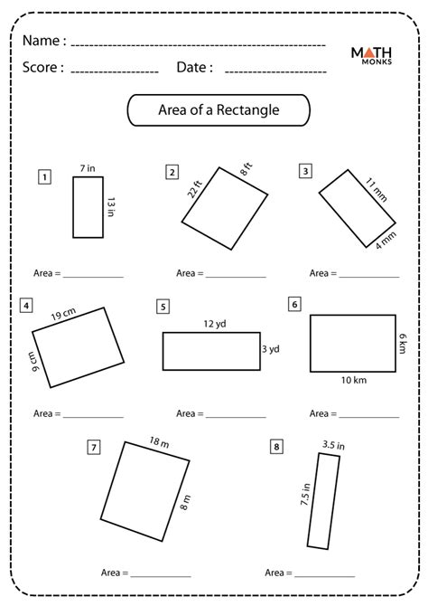 Area Of A Rectangle Worksheet Pdf