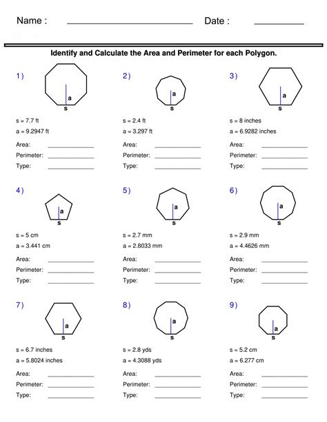 Area Of Regular Polygons Worksheet Answers
