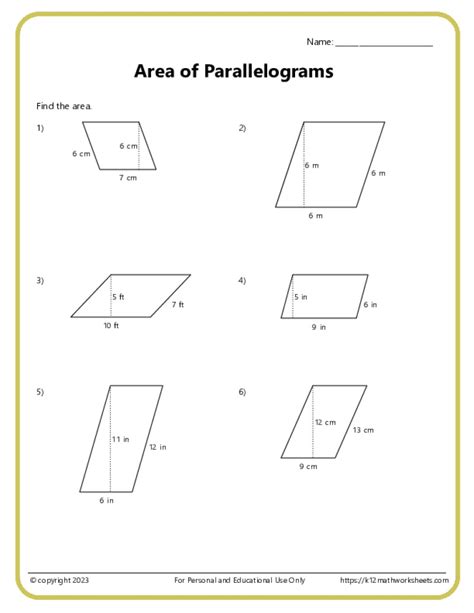 Area of Parallelograms Worksheets Distance Learning Math in 2021