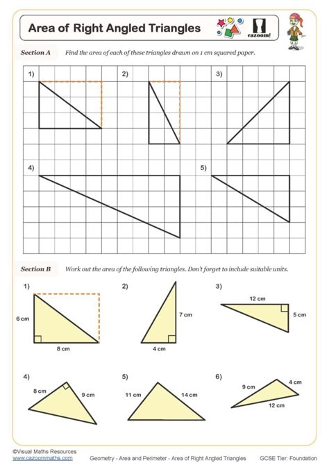 Area of Right Angled Triangles Worksheet Fun and Engaging PDF Worksheets