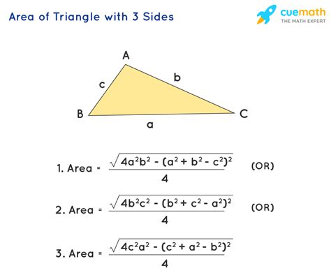 Area of triangle with 3 sides formula non right angle.  Calculate the unknown defining surf...