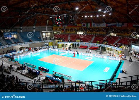 Arena volleyball. Volleyball Courts are flat horizontal playing surfaces sized for the game of volleyball. Indoor volleyball court surfaces are required to be made of resilient wood flooring or poured with a synthetic urethane. The size of an indoor volleyball court is the same as an outdoor court. Volleyball courts are regulated at 59’ (18 m) in length with a width of 29.5' … 
