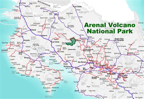 Arenal Volcano National Park In Costa Rica Map