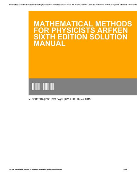 Arfken mathematical methods for physicists 6th edition solutions manual. - Descargar persiguiendo a silvia elisabet benavent gratis.