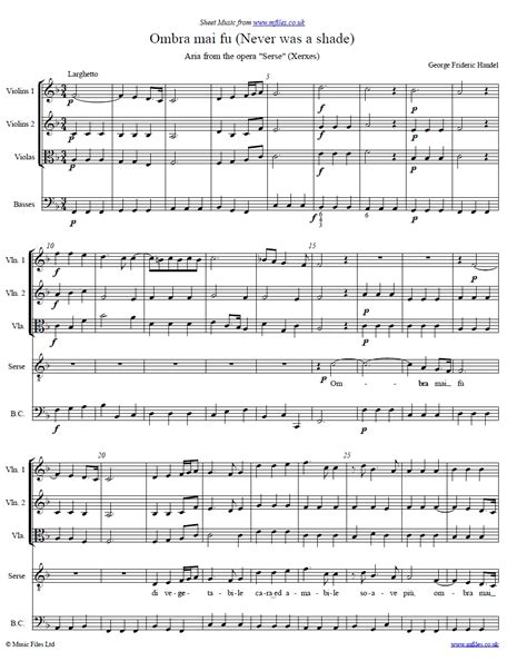 Aria Ombra Mai Fu - download free sheet music and scores