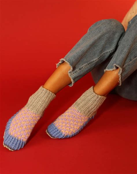 Ariana Bohling Berkley Knit Slipper sock - Blue Garmentory