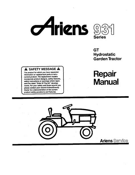 Ariens 931 series gt hydrostatic garden tractor parts manual 1984. - Erfahrung der moderne. festschrift f ur roman sandgruber zum 60. geburtstag.