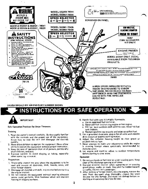 Ariens 932 series sno thro service and repair guide. - A practical guide to restrictive flow orifices.