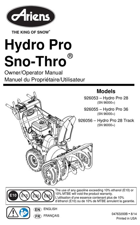 Ariens hydro pro 28 operator manual. - Ford performance vehicle super persuit ba bf repair manual.