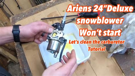 My ariens snowblower won't start. I checked the primer line and it's good. But when you pump the bulb it sounds like an air leak somewhere and it won't start like it's not getting gas to the carbeurator, Mechanic's Assistant: Do you know the model of your Ariens snow blower? How old is it?. 
