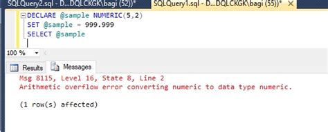 Arithmetic Overflow Error Converting Numeric To Data Type Numeric Sql