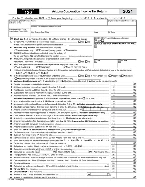 Arizona Corporation Income Tax Return (120) - Tax Reminder