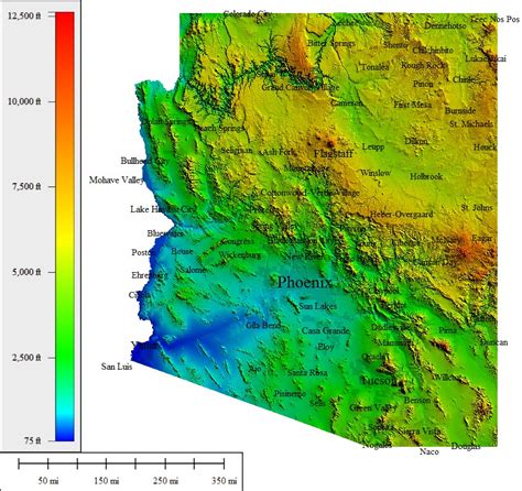 Arizona Elevation Map